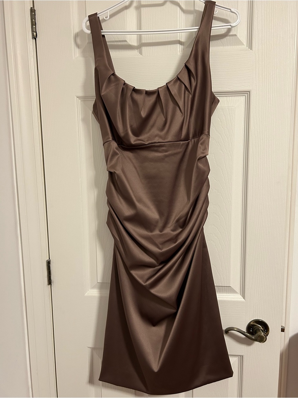 Suzi Chin Satin Ruched Midi Dress